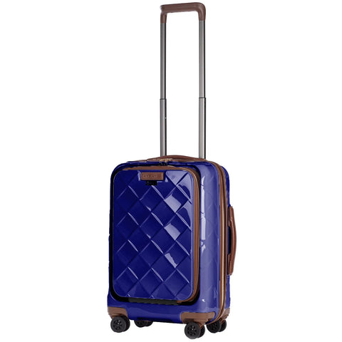 Stratic Leather & More 4-Rollen Trolley mit Vortasche 55 cm - Blue